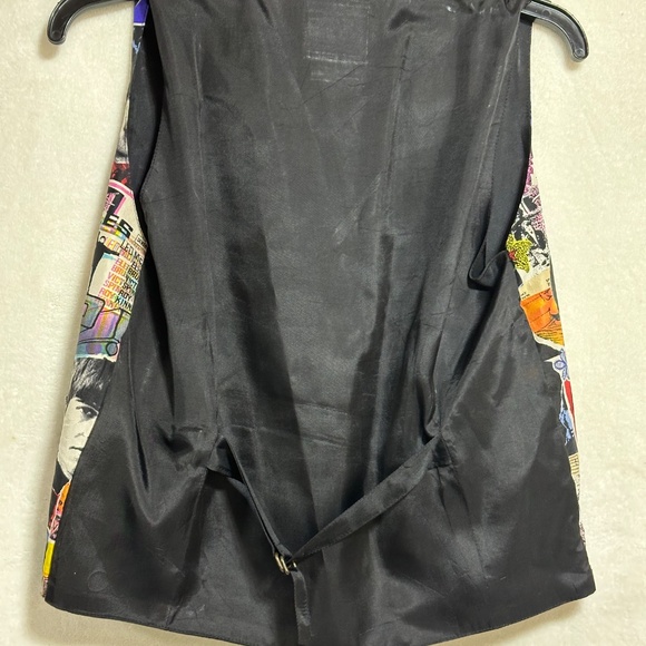 Vintage The Beatles Silk Club Vest Small Button Up 100% Silk Graphic V Neck - Picture 6 of 6